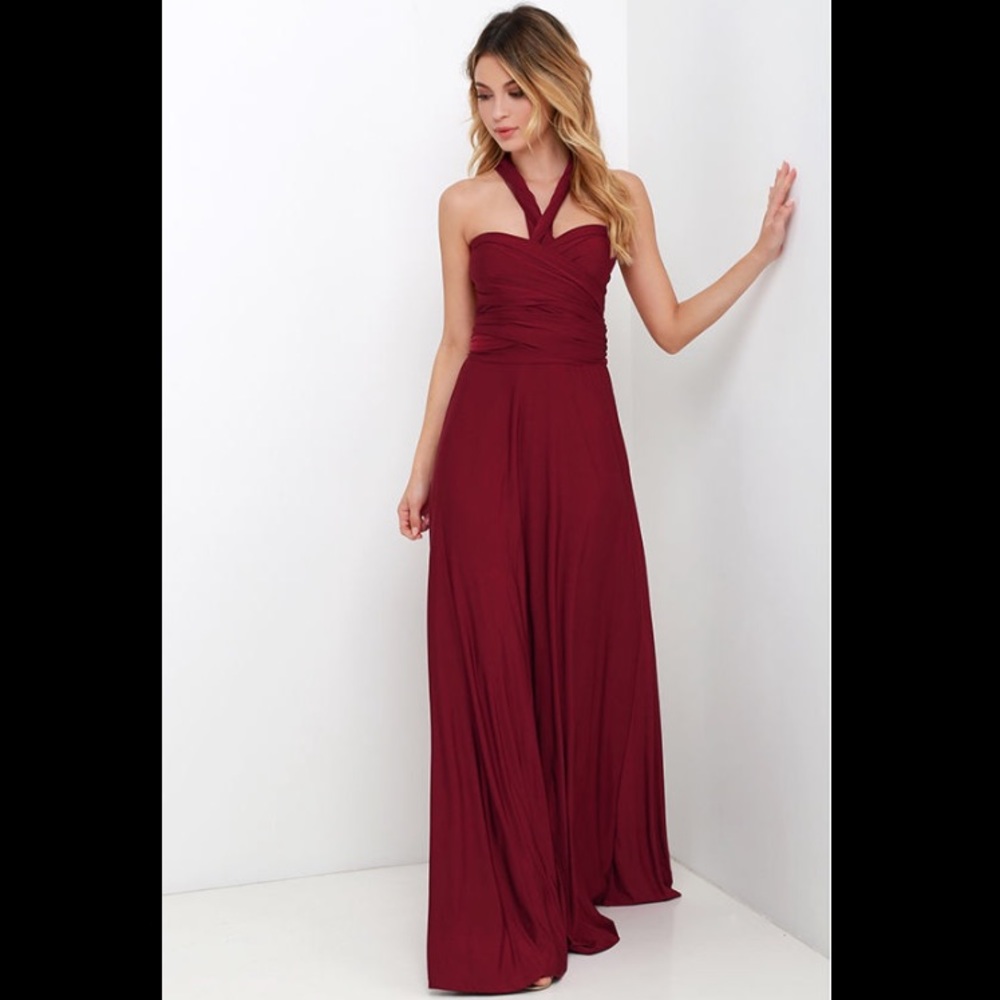 Convertible Maxi Dress / Bridesmaid Dress (maroon)
